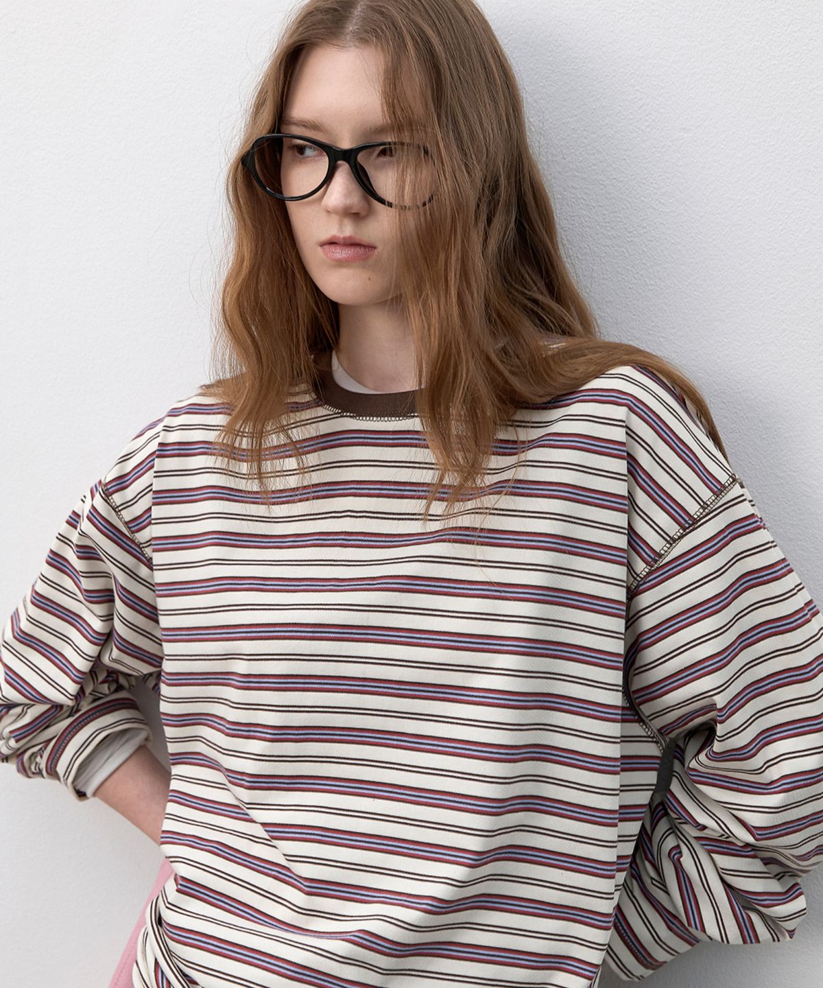 아틀리에 나인(ATELIER NAIN) MULTI STRIPE SOFT BOXI TEE (T-7197)