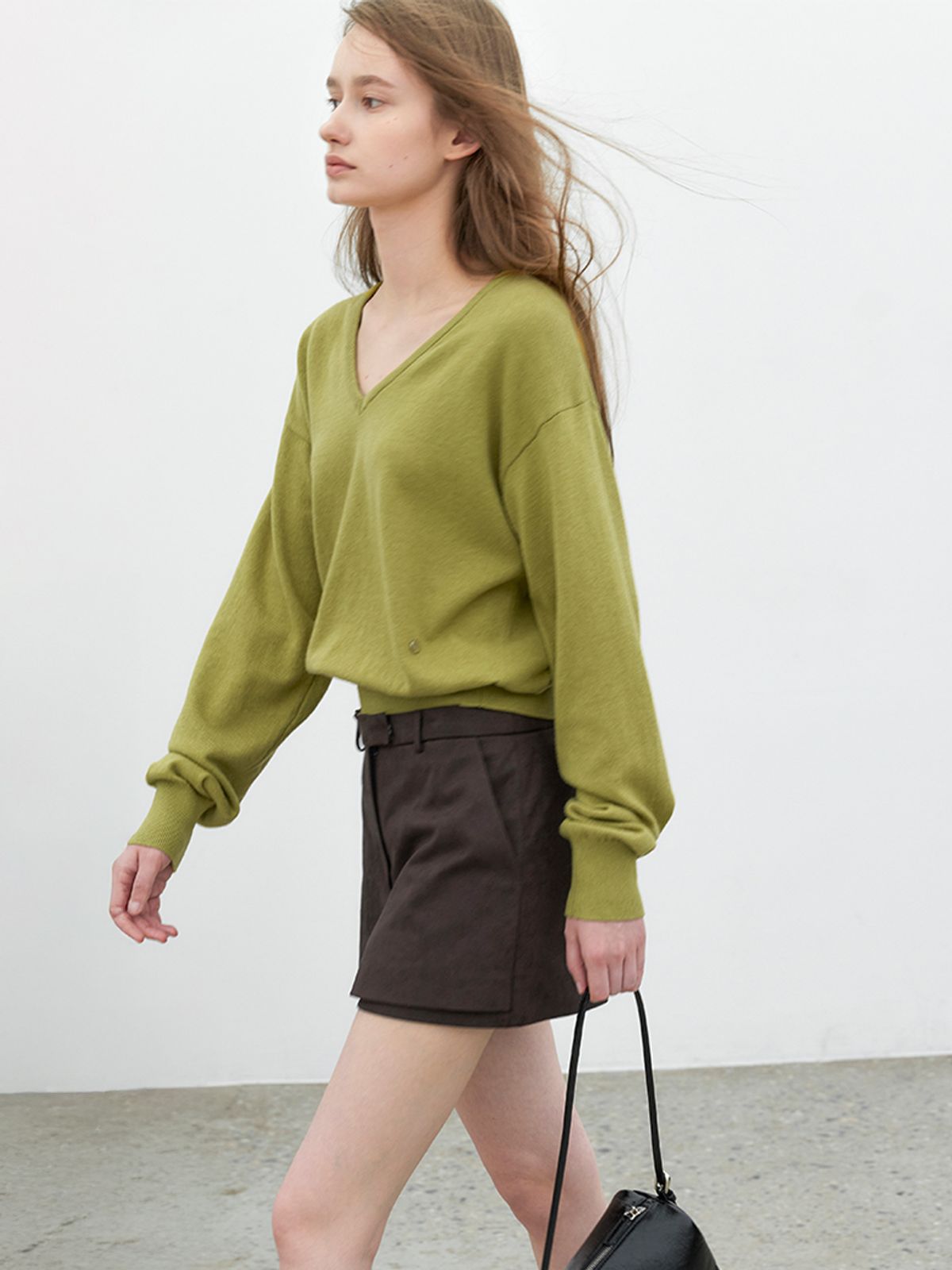 아틀리에 나인(ATELIER NAIN) COTTON&WOOL OVERFIT V-NECK KNIT (T-7192)