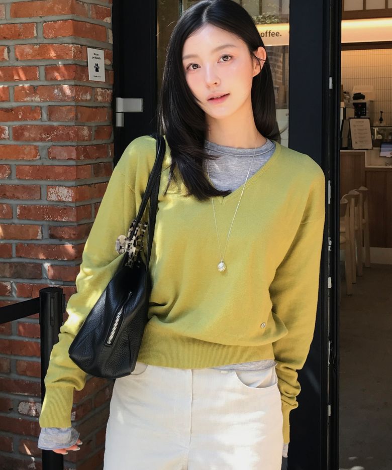 [장다연 PICK] COTTON&WOOL OVERFIT V-NECK KNIT (T-7192)