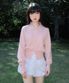 Fabric Button Collar Cardigan [Pink]