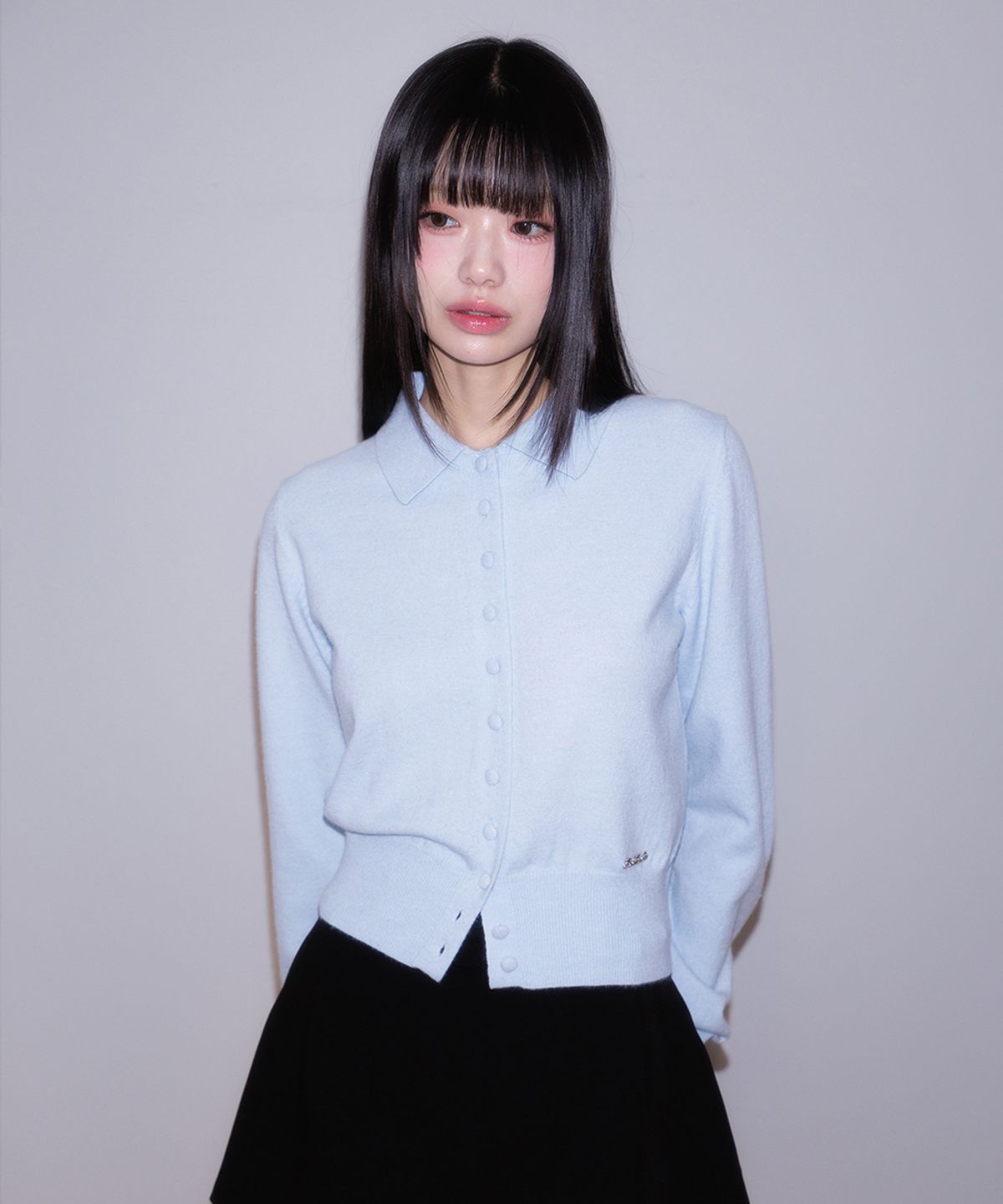 로제프란츠(ROSEFRANTZ) Fabric Button Collar Cardigan [Sky Blue]