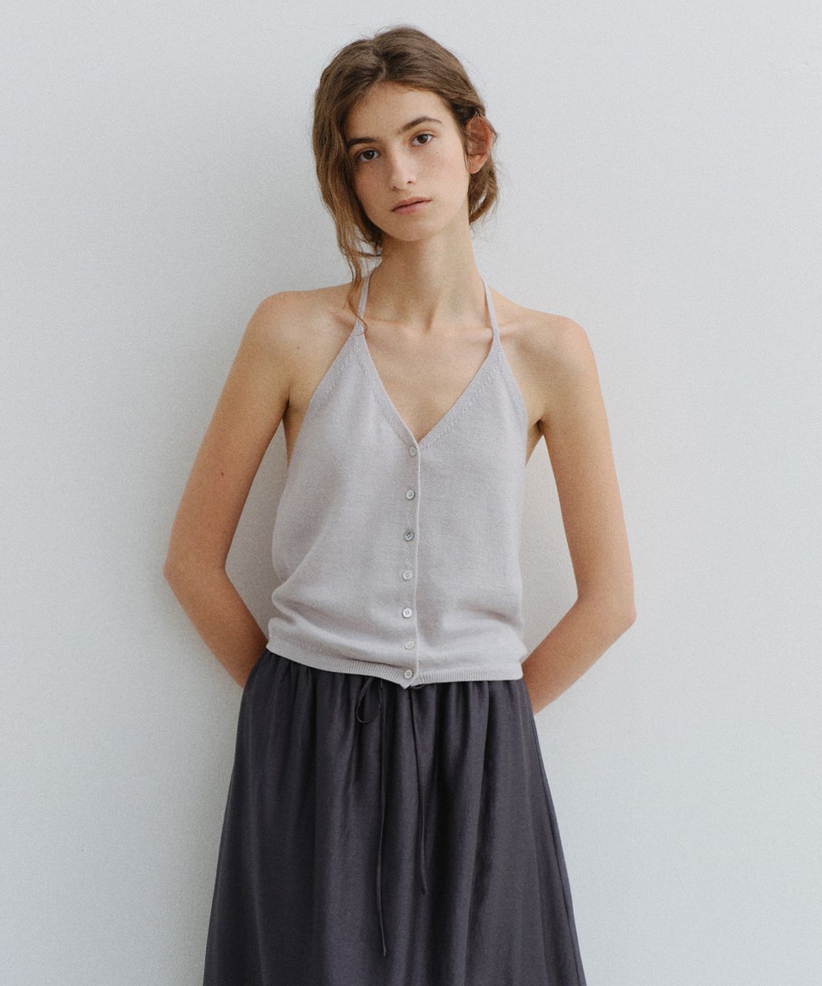유라고(URAGO) Monet halter neck knit top