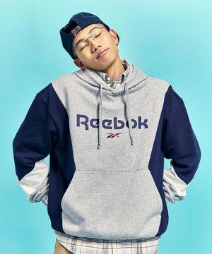 헤리티지 배색 후디 - 멜란지 그레이