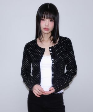 Dot Button Point Cardigan [Black]
