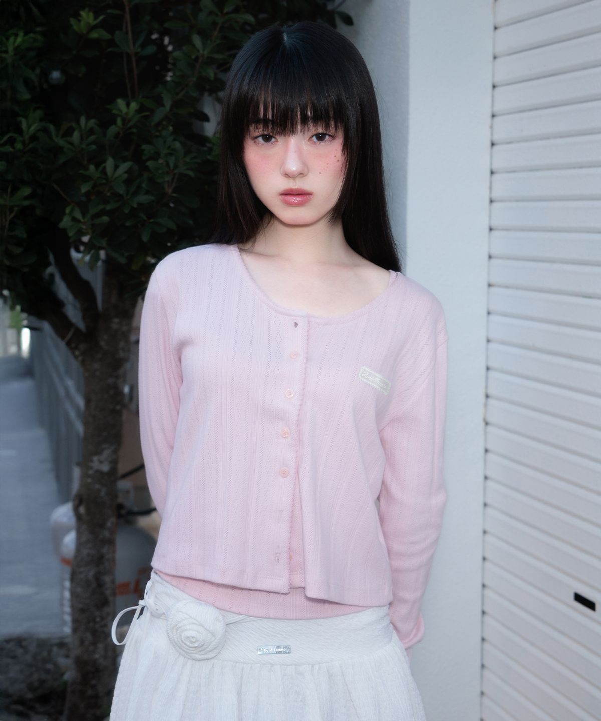 로제프란츠(ROSEFRANTZ) Jacquard Cardigan Sleeveless Set [Pink]