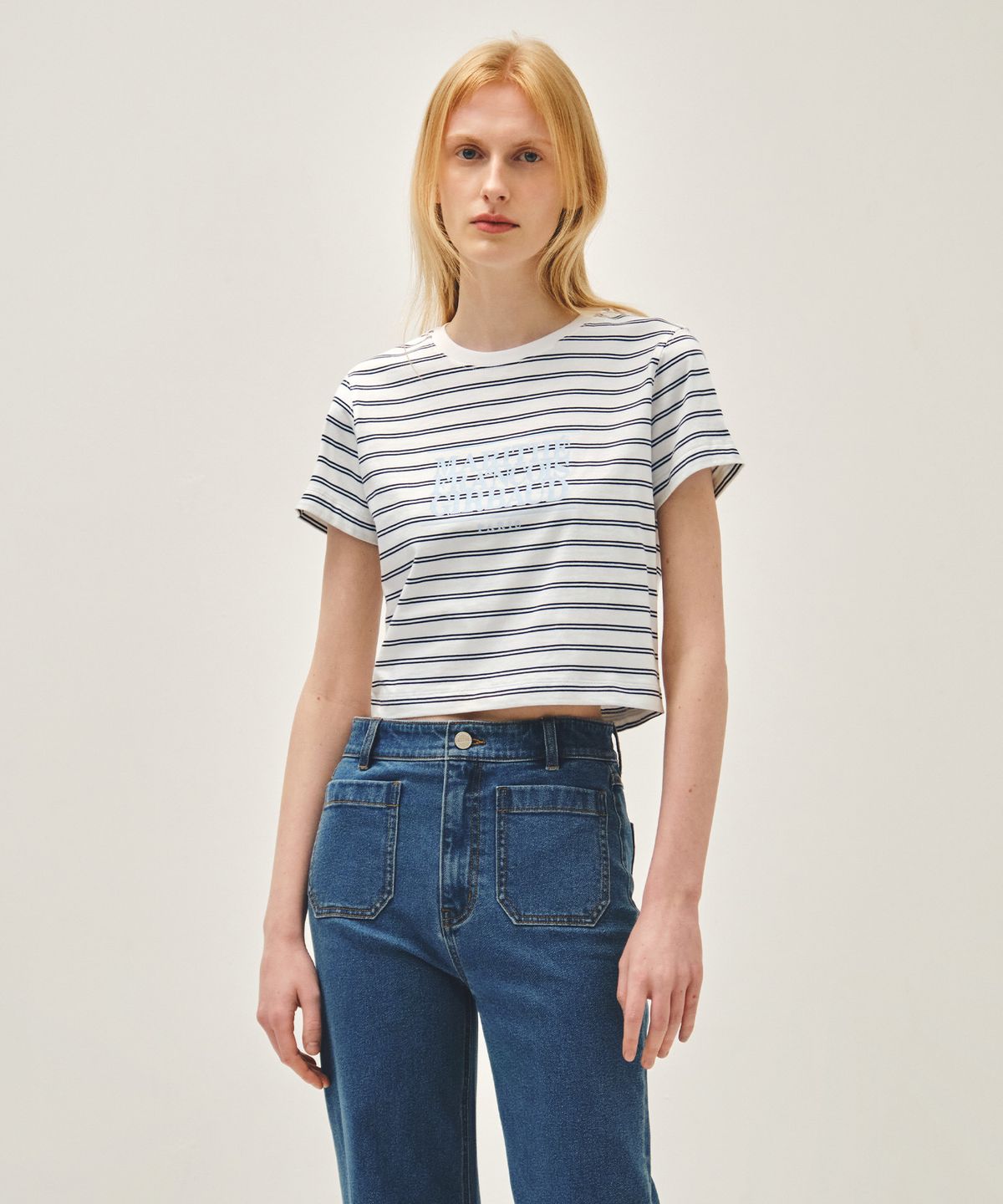 마리떼 프랑소와 저버(MARITHÉ + FRANҪOIS GIRBAUD) W CLASSIC LOGO CROP TEE dark navy