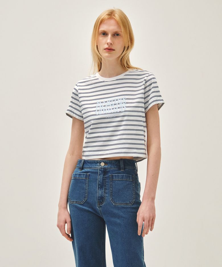 W CLASSIC LOGO CROP TEE dark navy
