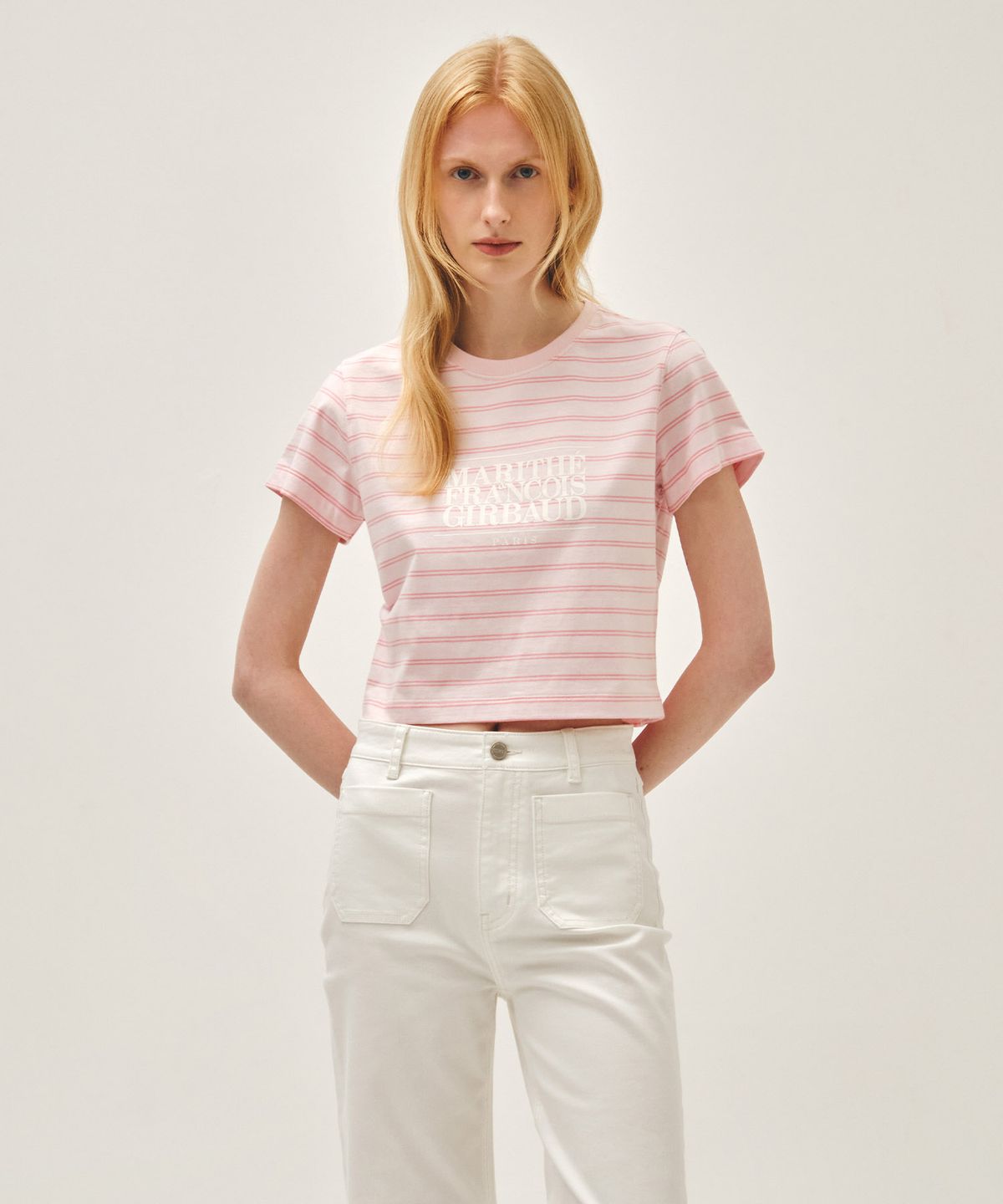마리떼 프랑소와 저버(MARITHÉ + FRANҪOIS GIRBAUD) W CLASSIC LOGO CROP TEE pink