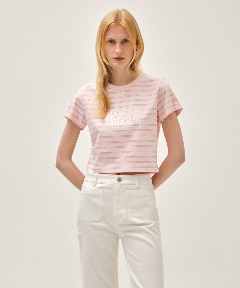 W CLASSIC LOGO CROP TEE pink