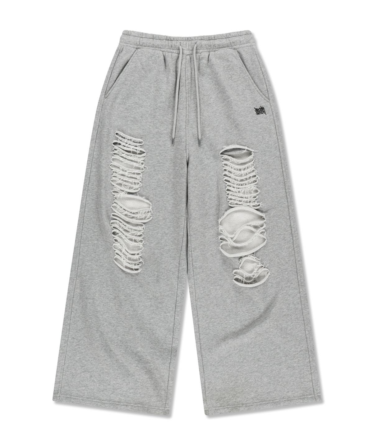 브라운브레스(BROWNBREATH) W DAMAGED SWEAT PANTS - MELANGE GREY