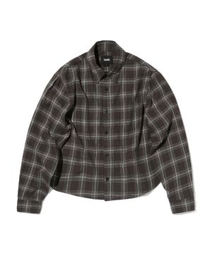 CROPPED CHECK SHIRT [GRAY]