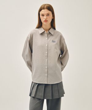 W PATTERN SHEER SHIRT gray pink