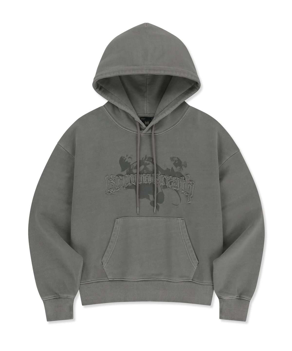 브라운브레스(BROWNBREATH) W PATCH CROP HOODIE - GREY