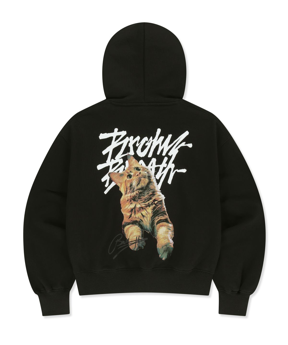 브라운브레스(BROWNBREATH) W CRUSH TAG KITTY HOODIE - BLACK