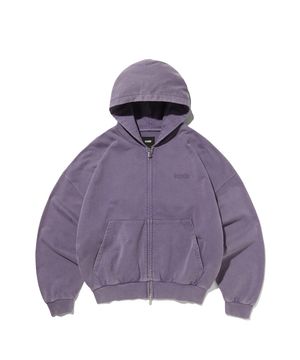 CROPPED WASHED HOOD ZIP UP [PURPLE]