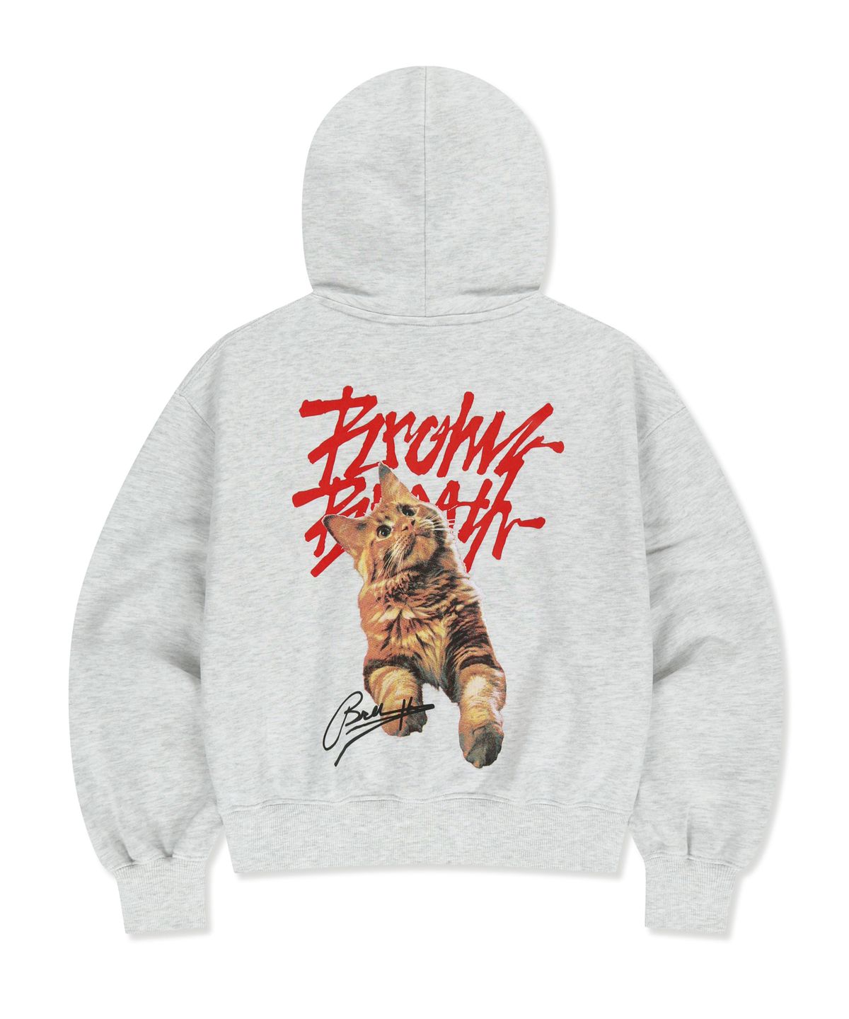 브라운브레스(BROWNBREATH) W CRUSH TAG KITTY HOODIE - ASH