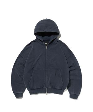 CROPPED WASHED HOOD ZIP UP [WASHING NAVY]
