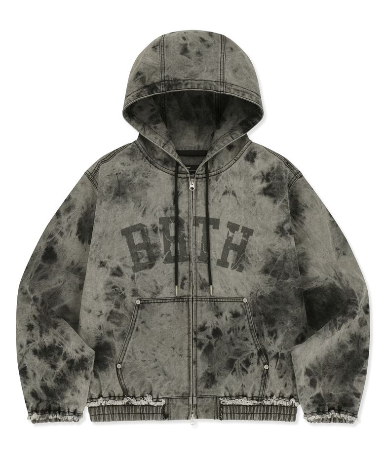 W DAMAGED DENIM JACKET - BLACK
