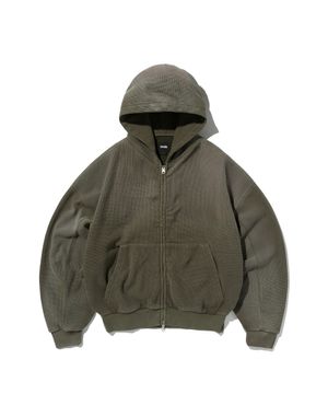 WASHED THERMAL HOOD ZIP UP [KHAKI]