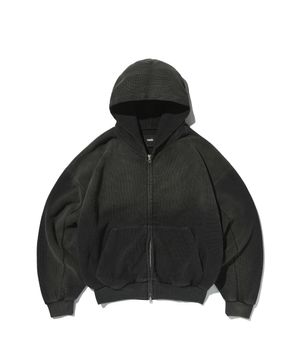 WASHED THERMAL HOOD ZIP UP [WASHING BLACK]