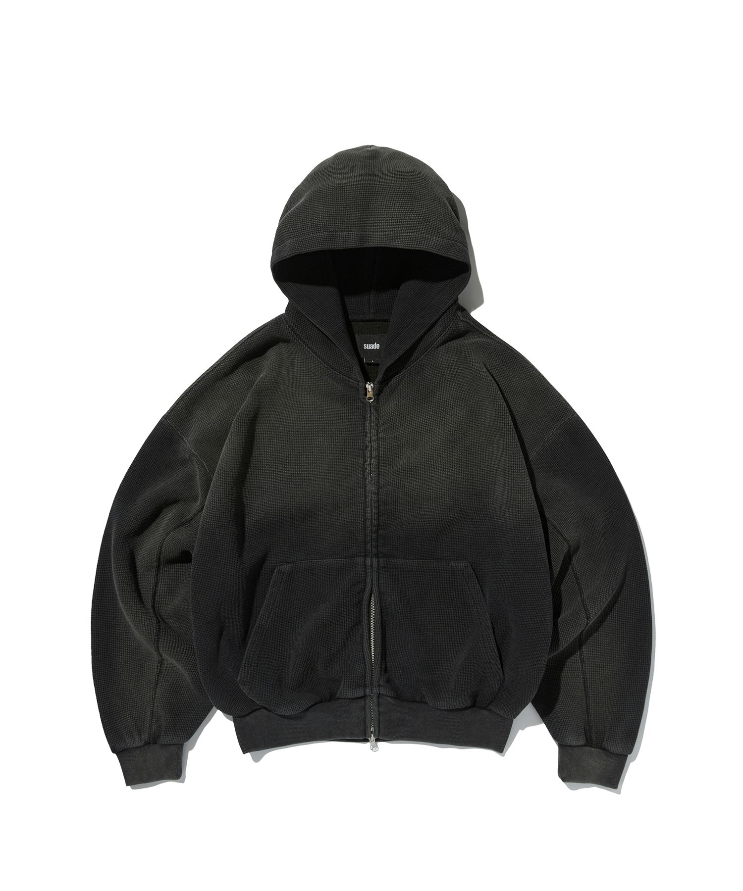 MUSINSA公式 | SUADE WASHED THERMAL HOOD ZIP UP [WASHING BLACK]