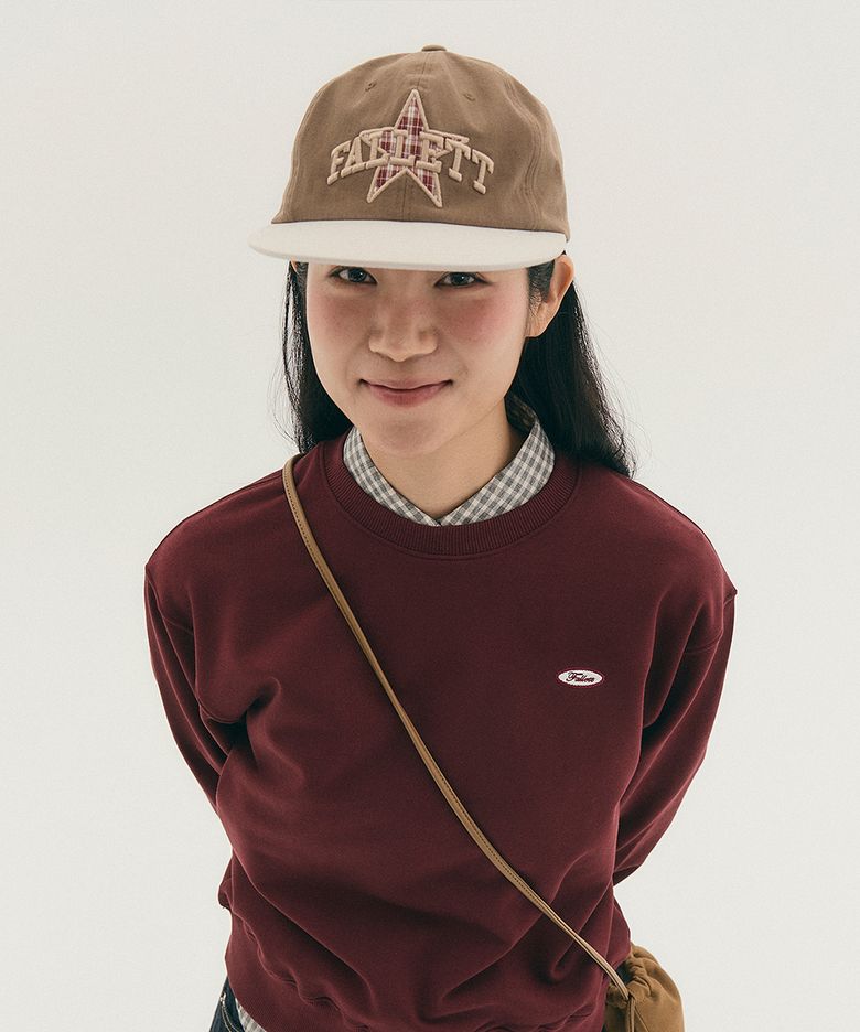 별 배색 캠프캡 브라운