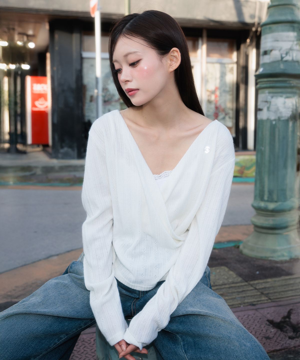 로제프란츠(ROSEFRANTZ) Wrap Shirring Hood Long Sleeve [Ivory]
