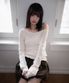 Lace Label V-Neck Long Sleeve [Ivory]