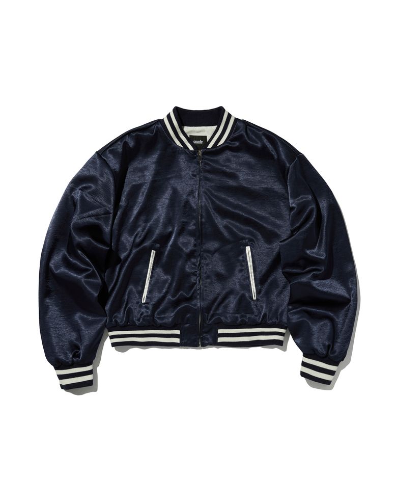 SATIN BOMBER JACKET [NAVY]