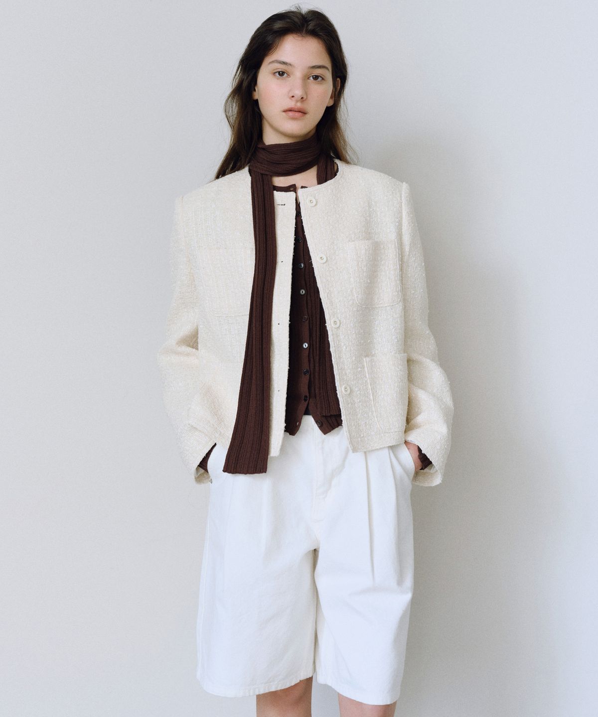 유라고(URAGO) Round tweed jacket