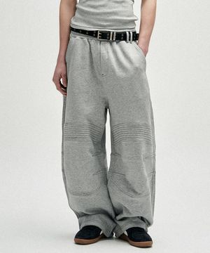 Structured Biker Sweat Pants - Grey