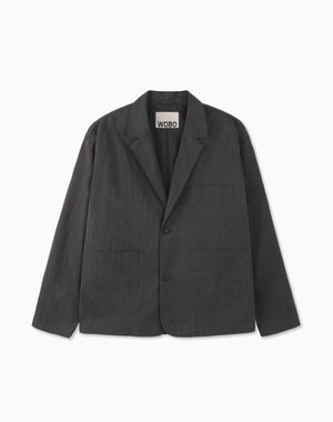레비 세미 오버핏 코튼 블레이저 [차콜]