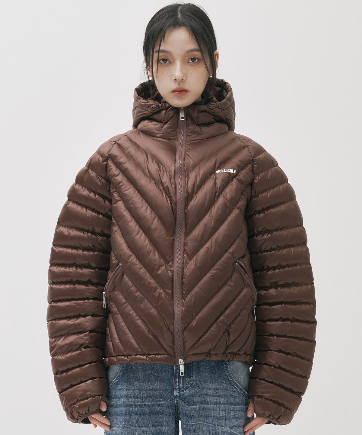 닉앤니콜(NICK&NICOLE) NICOLE LIGHT WEIGHT HOODY PADDING_BROWN