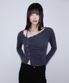 Unbalanced Shirring Long Sleeve [Charcoal]