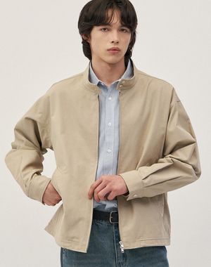 에센셜 세미 오버핏 헤링턴 자켓 [베이지]