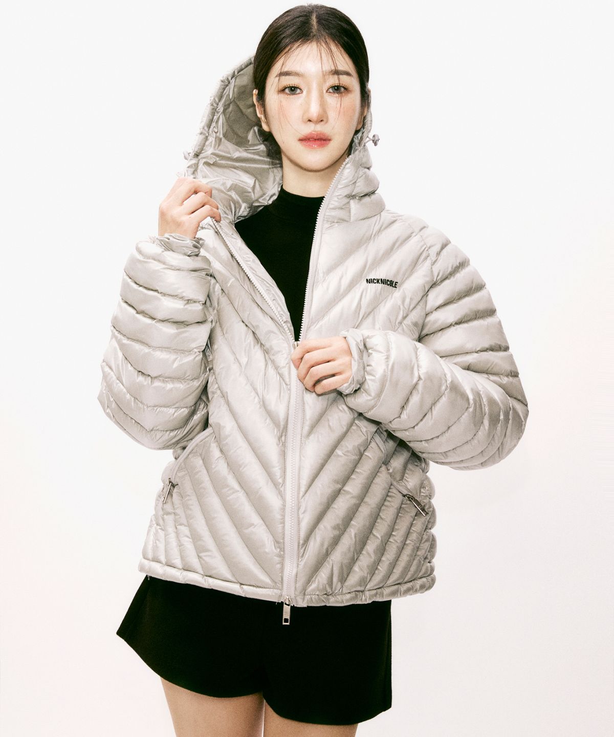 닉앤니콜(NICK&NICOLE) NICOLE LIGHT WEIGHT HOODY PADDING_LIGHT GRAY