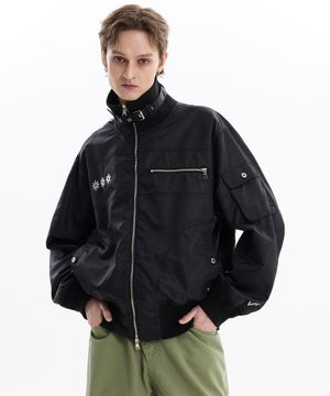 하이넥 봄버 자켓 블랙