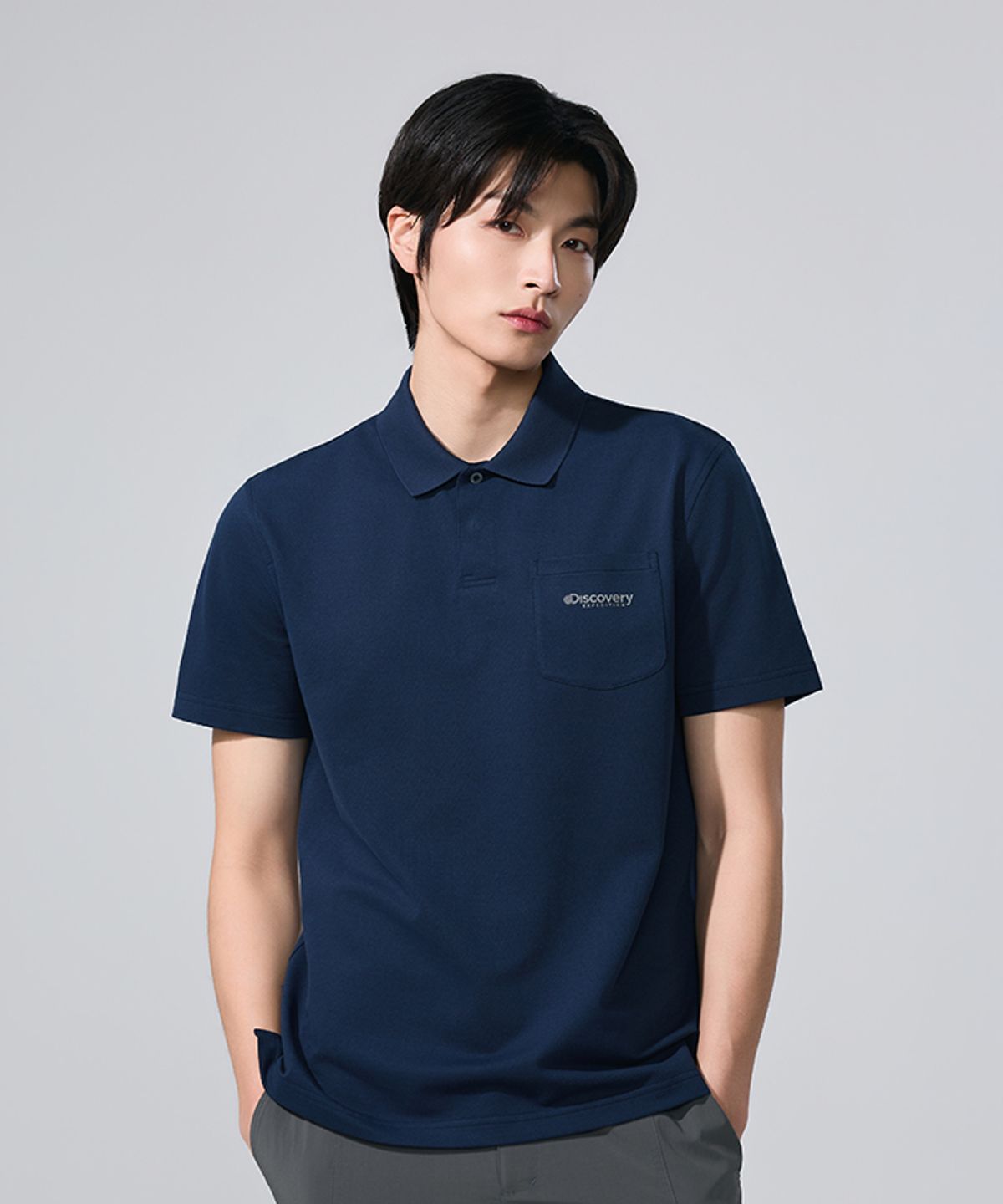 디스커버리 익스페디션(DISCOVERY EXPEDITION) 남성 프레시벤트 테드 포켓 카라티 (D/NAVY)