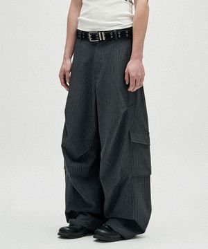 TR Stripe Curved Pants - Charcoal