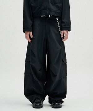 TR Stripe Curved Pants - Black