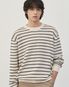 이지온 세미 오버핏 스트라이프 라운드넥 니트 [아이보리]