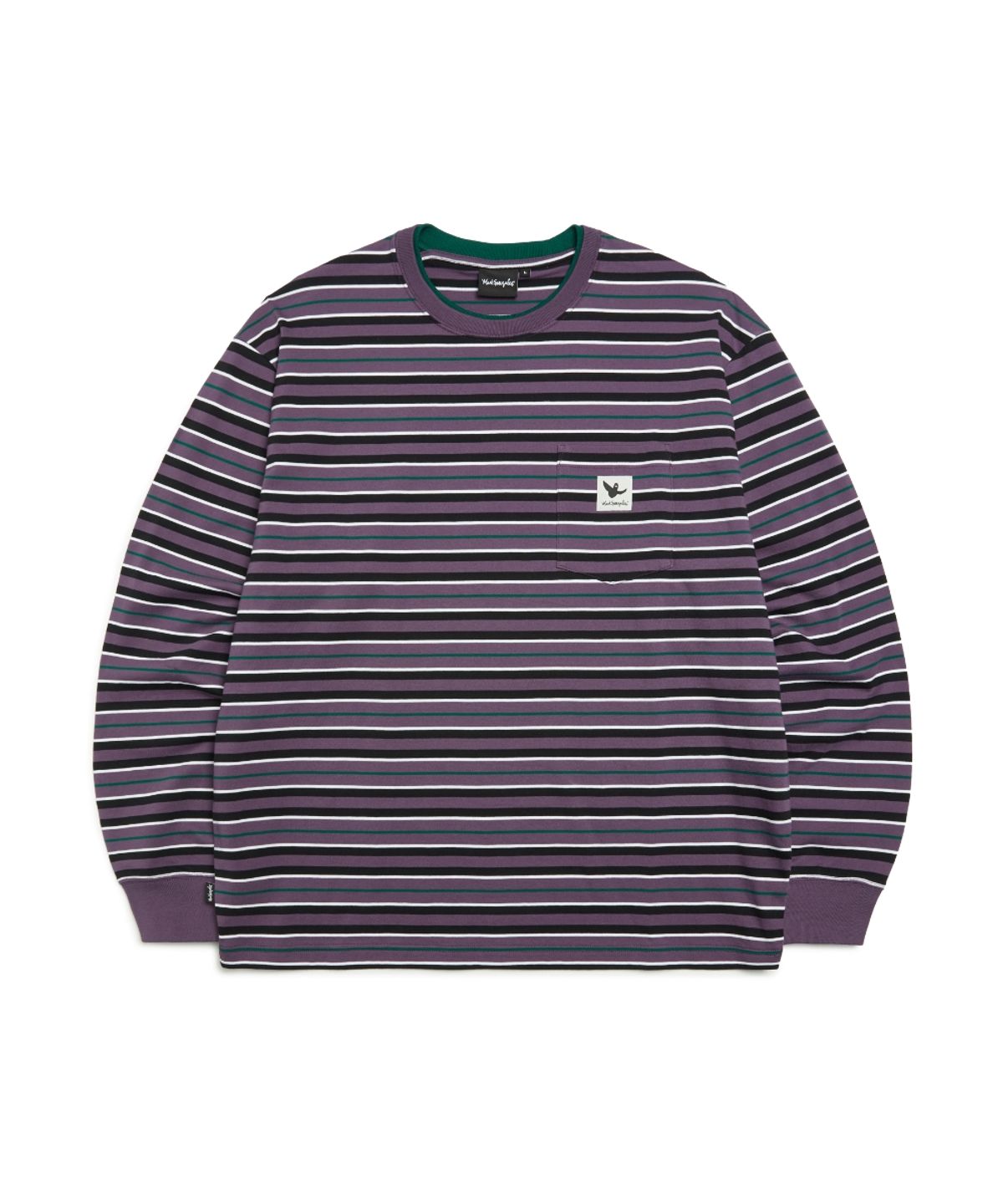마크곤잘레스(MARK GONZALES) 엔젤 와펜 스트라이프 긴팔 티셔츠 - PURPLE