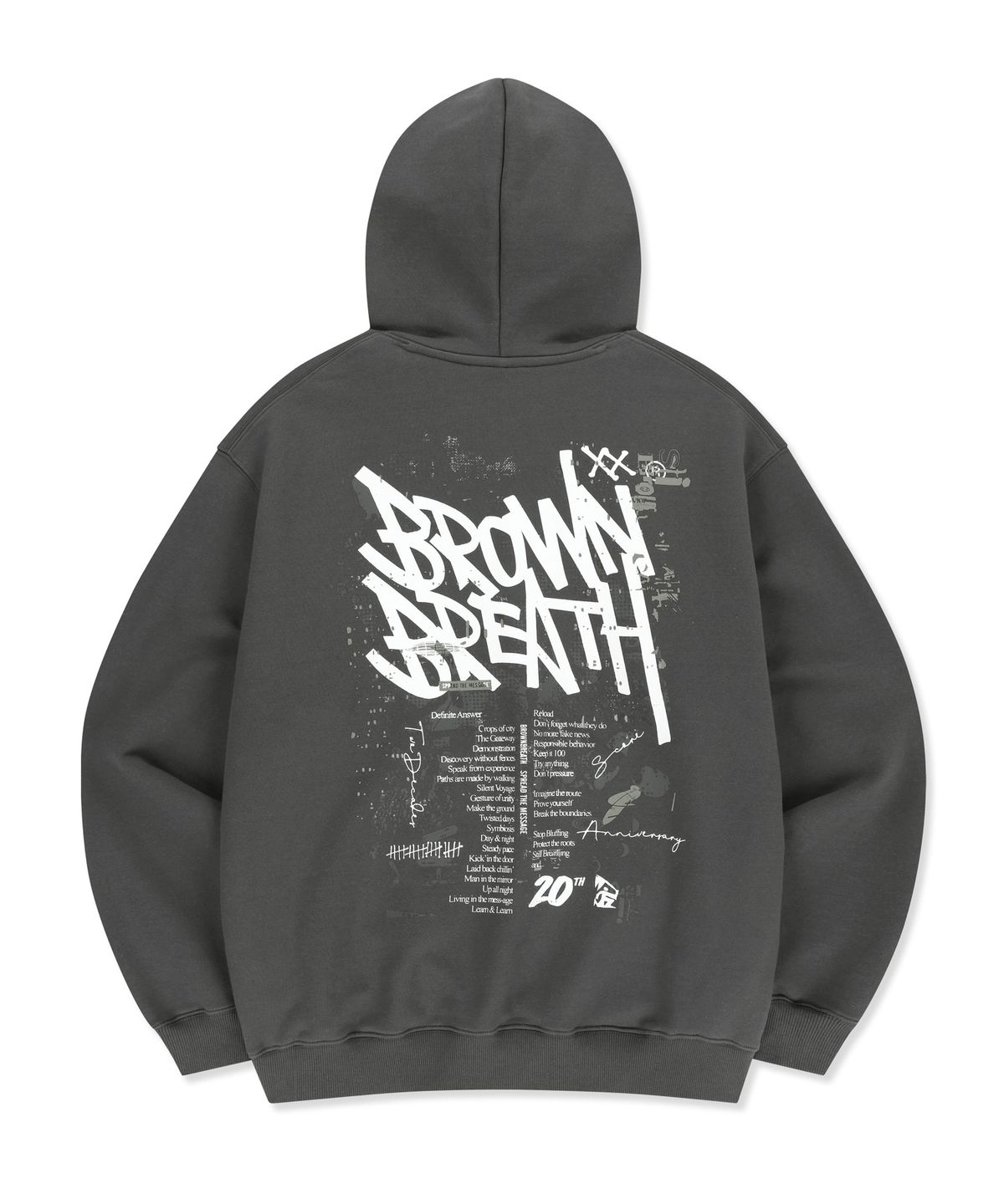 브라운브레스(BROWNBREATH) 20TH ANNIV TAG HOODIE - CHARCOAL