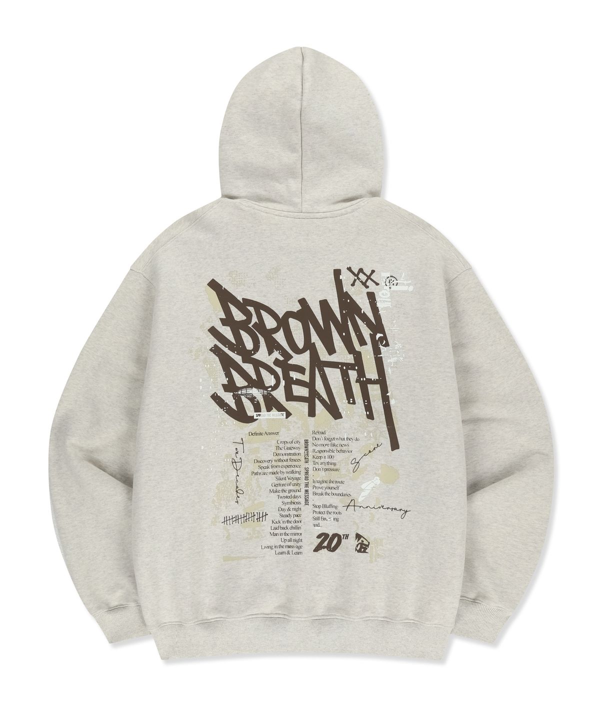 브라운브레스(BROWNBREATH) 20TH ANNIV TAG HOODIE - OATMEAL
