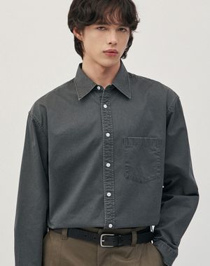 베투스 세미 오버핏 피그먼트 셔츠 [차콜]