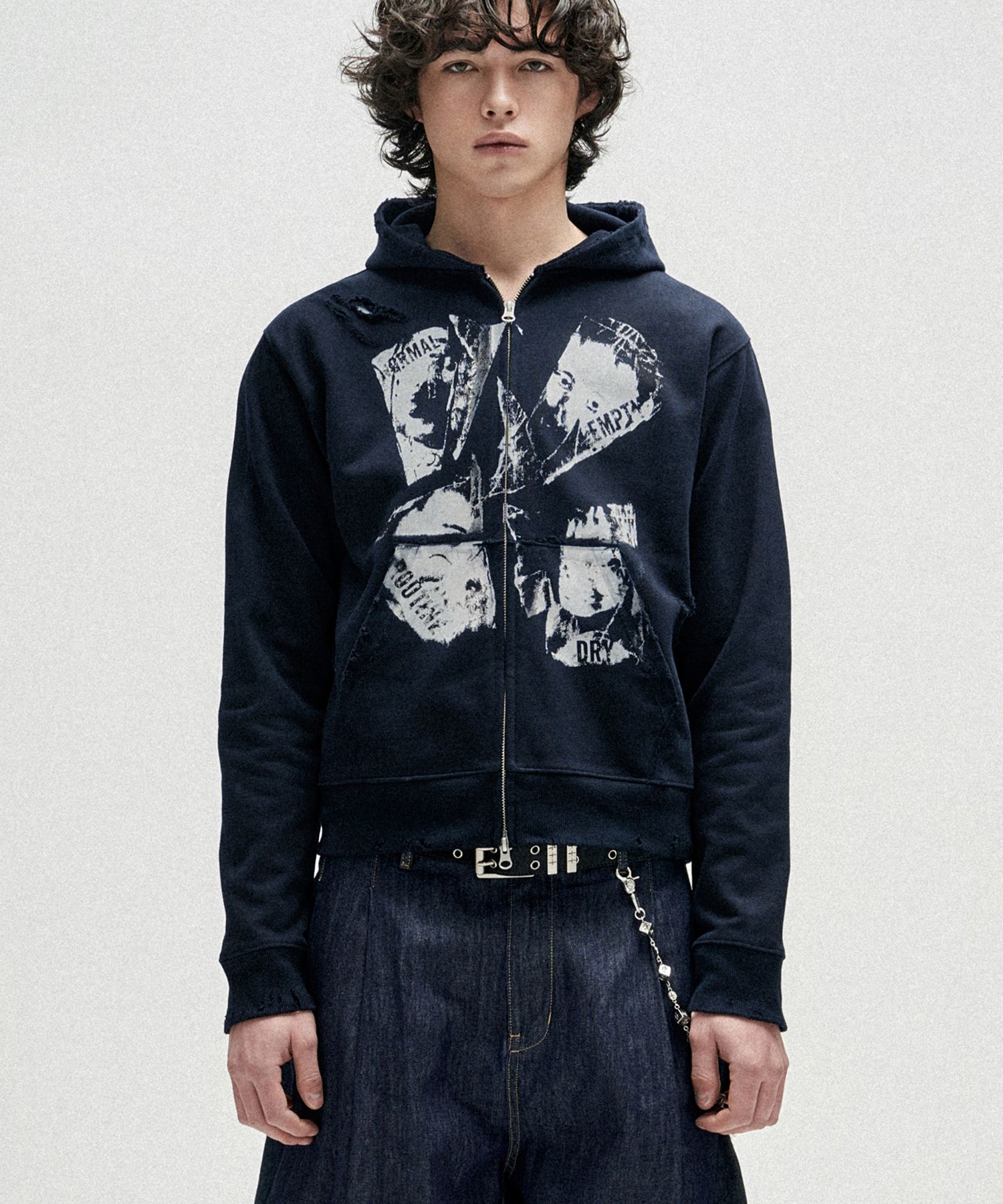 MUSINSA | NOT4NERD Routine Remains Slim Fit Hood Zip Up - Navy