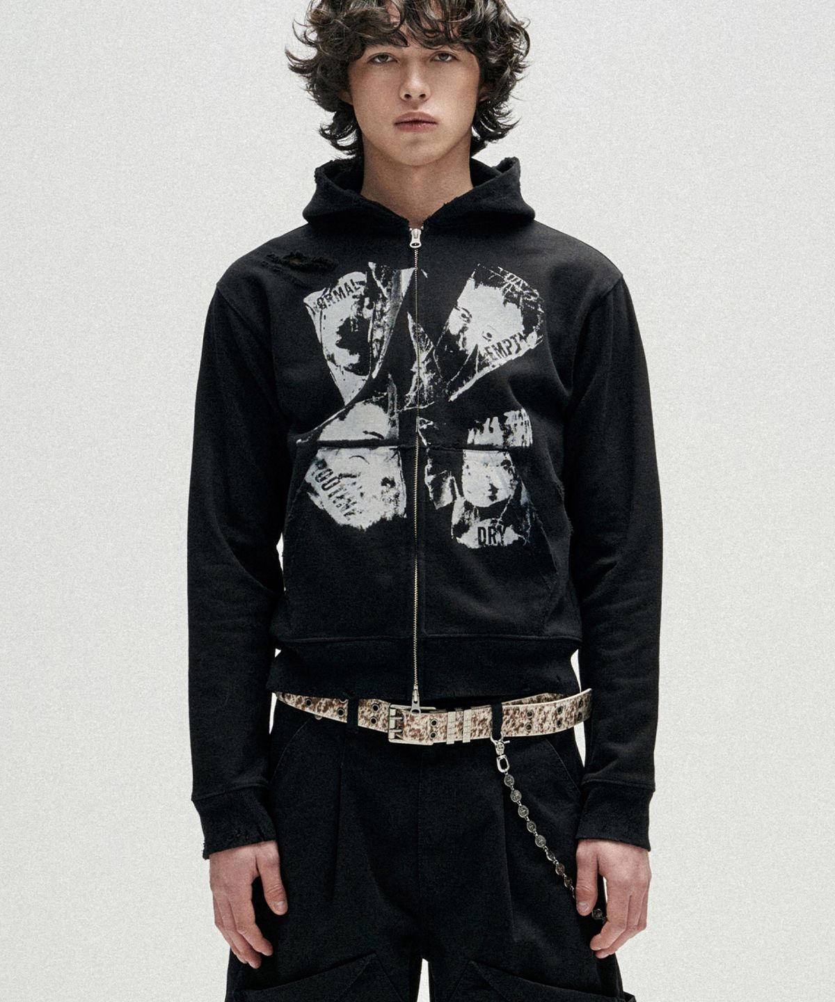 낫포너드(NOT4NERD) Routine Remains Slim Fit Hood Zip Up - Black