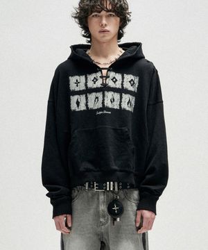 Dying Ember Slit Pullover Hood - Black