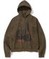 Cathedral Oil Washed Hood Zip Up - Brown