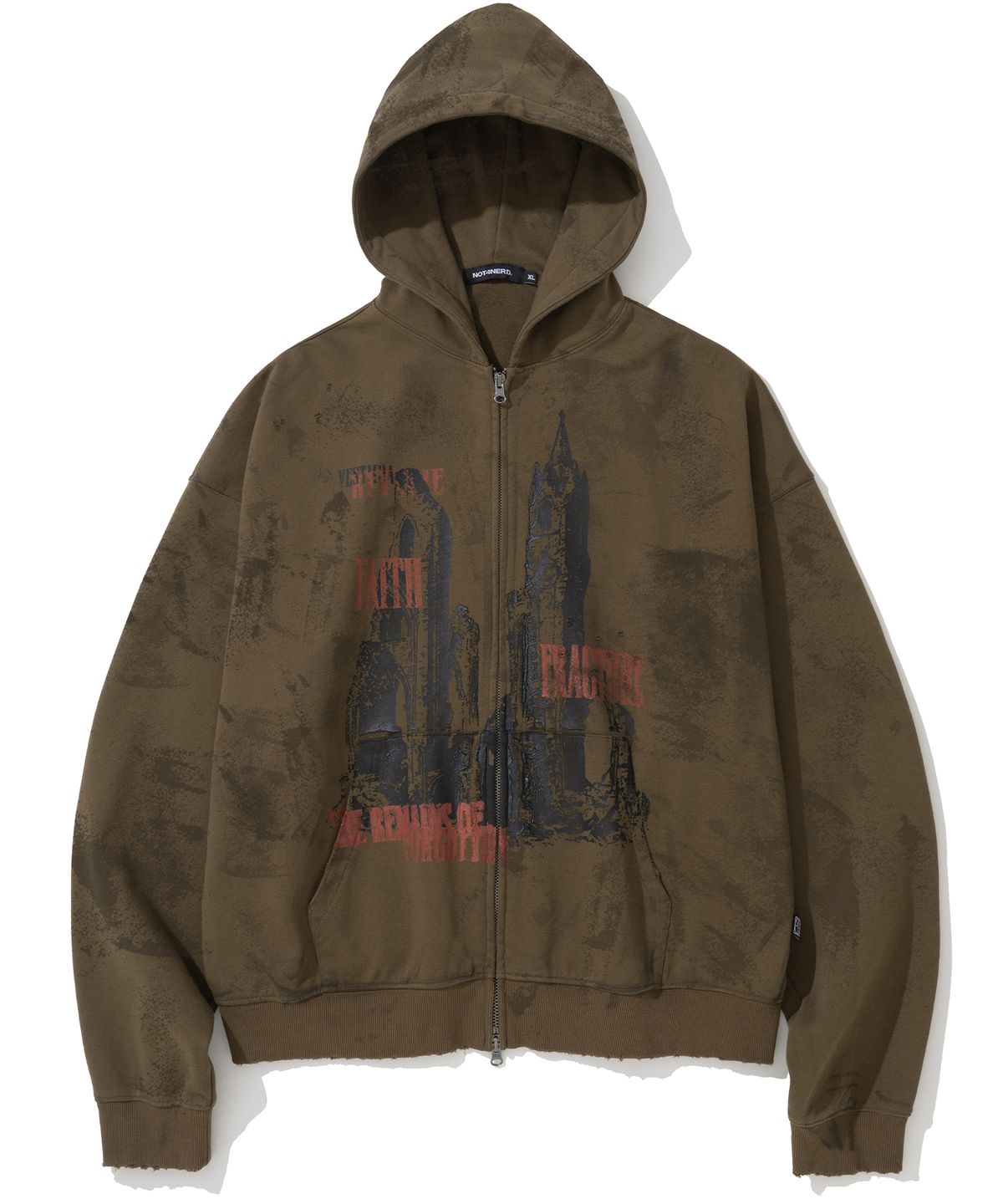 낫포너드(NOT4NERD) Cathedral Oil Washed Hood Zip Up - Brown